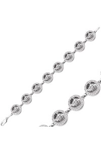 925 Ayar Gümüş Yuvarlak Tuğra Bileklik 925 Ayar Gümüş Yuvarlak Tuğra Bileklik