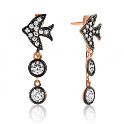 Gümüş Zincirli Kırlangıç Küpe Gümüş Zincirli Kırlangıç Küpe