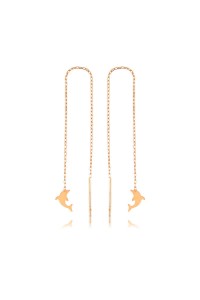 925 Ayar Gümüş Zincirli Yunus Balığı Küpe 925 Ayar Gümüş Zincirli Yunus Balığı Küpe