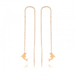 925 Ayar Gümüş Zincirli Yunus Balığı Küpe