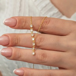 Gümüş Zirkon Sıra Taşlı Gold Kadın Kolye Gümüş Zirkon Sıra Taşlı Gold Kadın Kolye