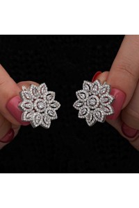 Gümüş Zirkon Taşlı Çiçek Kadın Küpe Gümüş Zirkon Taşlı Çiçek Kadın Küpe