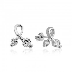 ​Gümüş Zirkon Taşlı Çivili Küpe