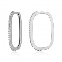 Gümüş Zirkon Taşlı Halka Küpe Gümüş Zirkon Taşlı Halka Küpe