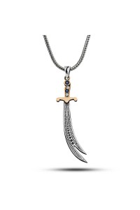 Gümüş Zirkon Taşlı Zülfikar Kılıcı Erkek Kolye