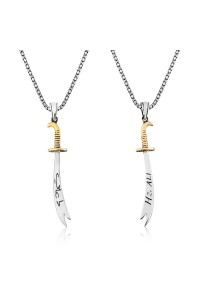 Gümüş Zülfikar Kılıcı Hz. Ali Yazılı Erkek Kolye