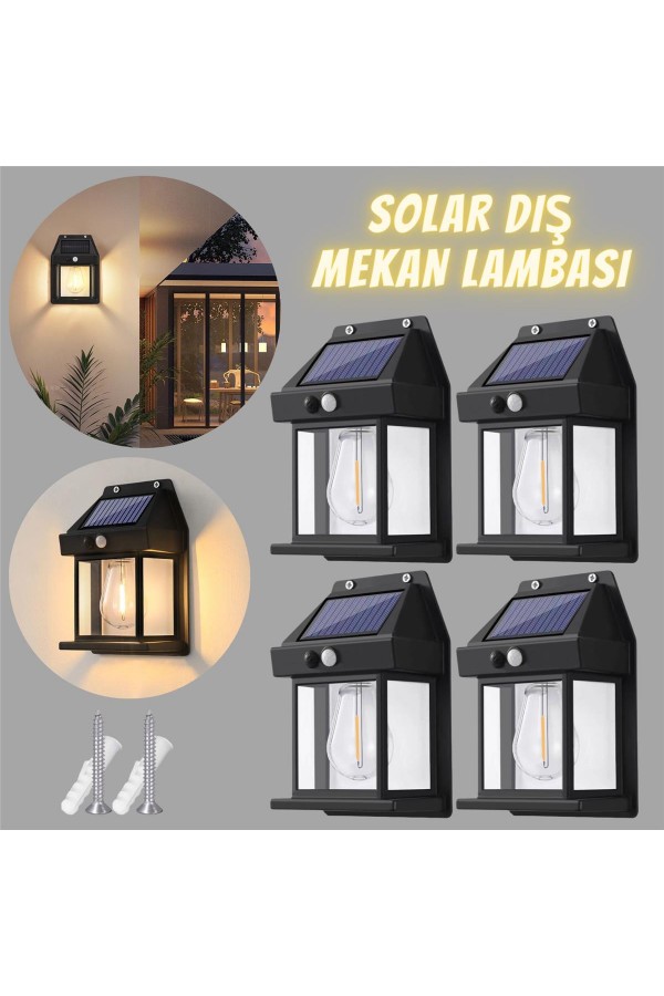 Güneş Enerjili Bahçe Aydınlatması Aplik Dekor Solar Ve Sensörlü Bahçe Balkon ve Garaj Lambası Güneş Enerjili Bahçe Aydınlatması Aplik Dekor Solar Ve Sensörlü Bahçe Balkon ve Garaj Lambası