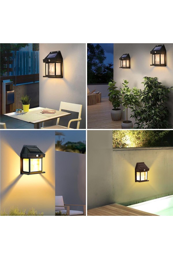 Güneş Enerjili Bahçe Aydınlatması Aplik Dekor Solar Ve Sensörlü Bahçe Balkon ve Garaj Lambası Güneş Enerjili Bahçe Aydınlatması Aplik Dekor Solar Ve Sensörlü Bahçe Balkon ve Garaj Lambası