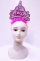 Parti Happy Birthday Neon Pembe Renk Doğum Günü Tacı 24x15 cm