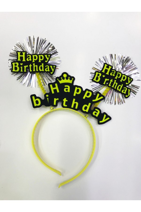 Parti AKsesuar Happy Birthday Neon Renk Doğum Günü Tacı 12 Adet