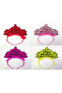 Parti Aksesuar Happy Birthday Yazılı Neon Renk Taç 12 Adet Parti Aksesuar Happy Birthday Yazılı Neon Renk Taç 12 Adet