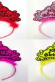 Parti Aksesuar Happy Birthday Yazılı Neon Renk Taç 12 Adet