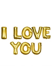 Parti Balon I Love You Folyo Balon Altın Renk 35 CM
