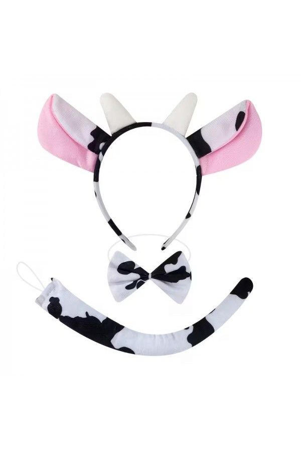 İnek Kostüm Aksesuar Seti 3 lü - Taç Papyon Kuyruk