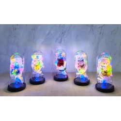 Işıklı Müzikli Fanus içinde Sevimli Ayıcıklı Gül Buketi Işıklı Müzikli Fanus içinde Sevimli Ayıcıklı Gül Buketi