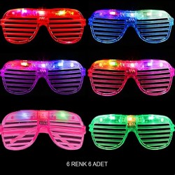 Işıklı Panjur Şeritli Led Parti Gözlüğü 6 Renk 6’lı Set Işıklı Panjur Şeritli Led Parti Gözlüğü 6 Renk 6’lı Set