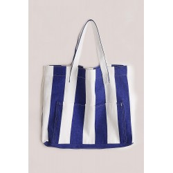 Kadın Kanvas 2 Cepli Günlük Renkli Plaj Omuz Çantası Mavi Kadın Kanvas 2 Cepli Günlük Renkli Plaj Omuz Çantası Mavi