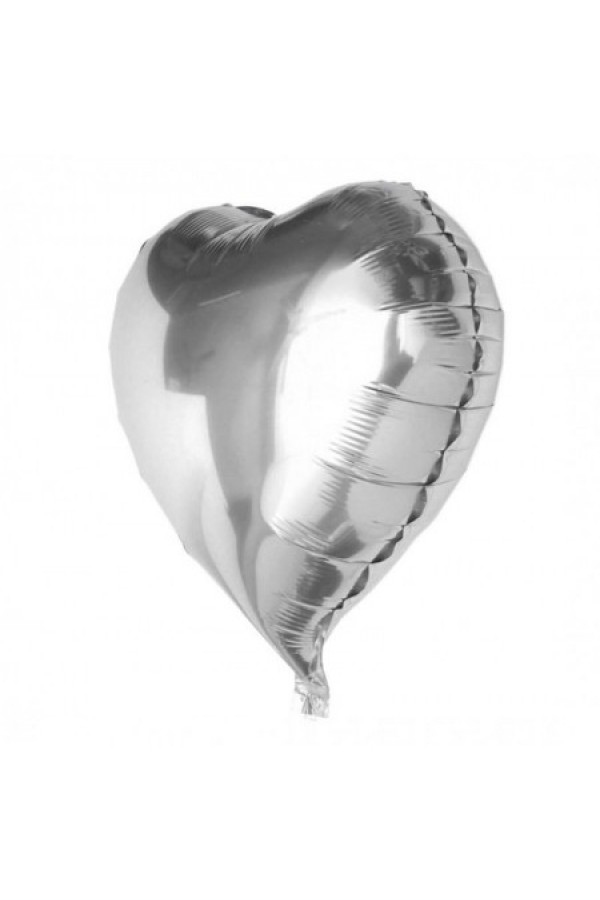 Parti Aksesuar Kalp Balon Folyo Gümüş 60 cm 24 inç