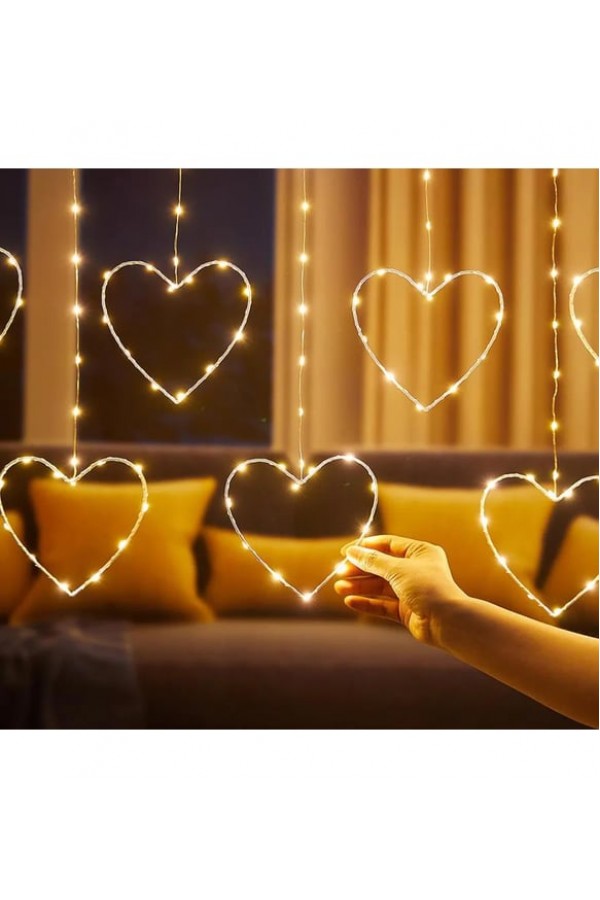 Kalpli Perde LED Işıklar, Sevgililer Günü Romantik LED Aydınlatma