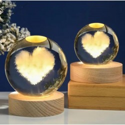 Kalpli Renk Değiştiren Işıklı Cam Küre 8cm Kalpli Renk Değiştiren Işıklı Cam Küre 8cm
