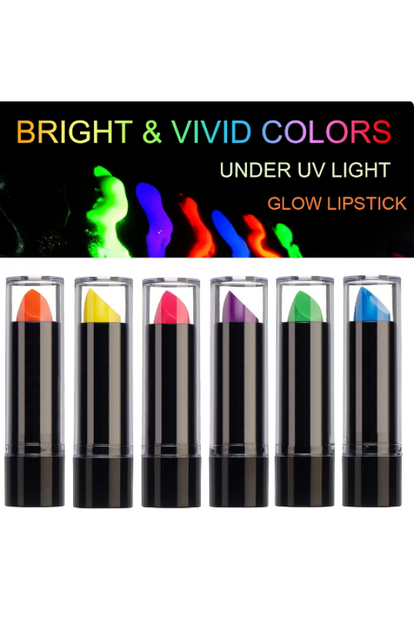 Karanlıkta Parlayan Yanan UV Neon Ruj Yüz Boyama 6 Adet 6 Renk