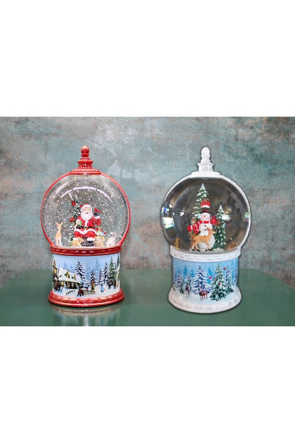 Kardan Adam Ve Noel Babalı Işıklı Müzikli Kar Küresi