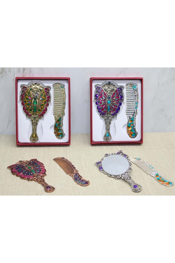 Kelebek Ayna Ve Tarak Seti Küçük Boy