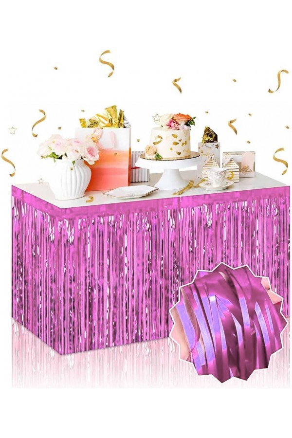 Kendinden Yapışkanlı Pembe Metalize Püsküllü Masa Eteği – 75 x 275 cm Parti Süslemesi Kendinden Yapışkanlı Pembe Metalize Püsküllü Masa Eteği – 75 x 275 cm Parti Süslemesi