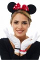 Parti Kırmızı Fiyonklu Minnie Mouse Tacı ve Beyaz Eldiven Seti