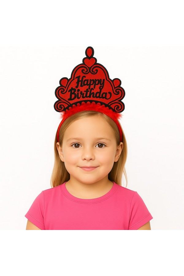 Kırmızı Happy Birthday Prenses Tacı – Doğum Günü Taç Aksesuarı Kırmızı Happy Birthday Prenses Tacı – Doğum Günü Taç Aksesuarı