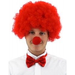 Parti Aksesuar Kırmızı Renk Kıvırcık Afro Bonus Peruk Takma Saç Kırmızı Burun Seti Parti Aksesuar Kırmızı Renk Kıvırcık Afro Bonus Peruk Takma Saç Kırmızı Burun Seti
