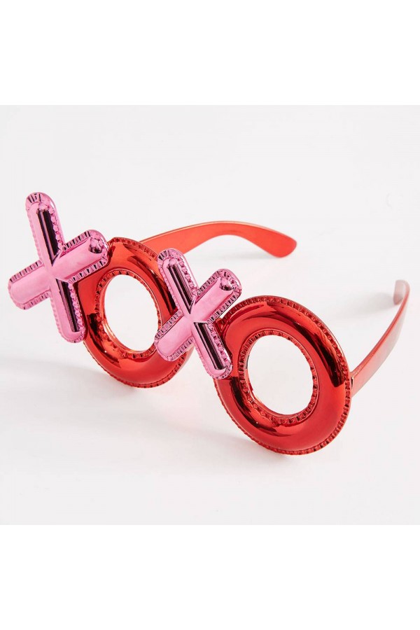 Kırmızı Renk Xoxo Yazılı Parti Gözlüğü 17x7 cm