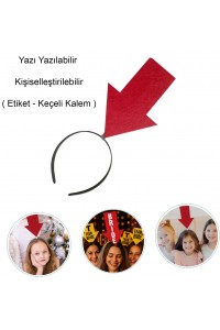 Kişiselleştirilebilir Ok Taç – Üzerine Yazı Yazılabilen Parti Tacı Kırmızı Renk