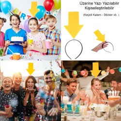 Kişiselleştirilebilir Ok Taç – Üzerine Yazı Yazılabilen Parti Tacı Sarı Renk