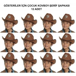 Kovboy Şerif Şapkası Kahve 12 Adet - Kostüm, Parti ve Gösteri Şapkası Kovboy Şerif Şapkası Kahve 12 Adet - Kostüm, Parti ve Gösteri Şapkası