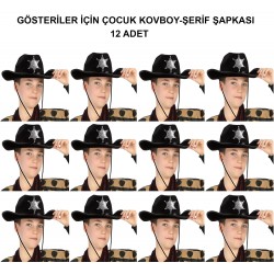 Kovboy Şerif Şapkası Siyah 12 Adet - Kostüm, Parti ve Gösteri Şapkası Kovboy Şerif Şapkası Siyah 12 Adet - Kostüm, Parti ve Gösteri Şapkası
