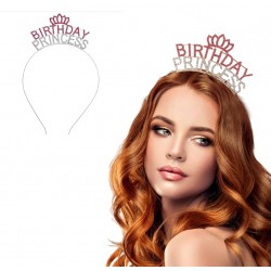Kristal Taşlı Pembe Birthday Princess Yazılı Parti Tacı 19x11 cm Kristal Taşlı Pembe Birthday Princess Yazılı Parti Tacı 19x11 cm