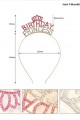 Kristal Taşlı Pembe Birthday Princess Yazılı Parti Tacı 19x11 cm