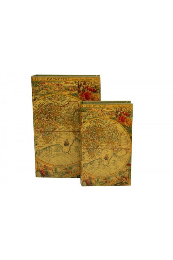 Kutu Kitap Harita 2'li Set Dekoratif Hediyelik