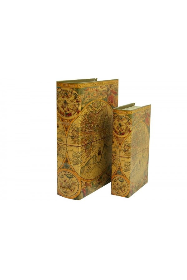 Kutu Kitap Harita 2'li Set Dekoratif Hediyelik