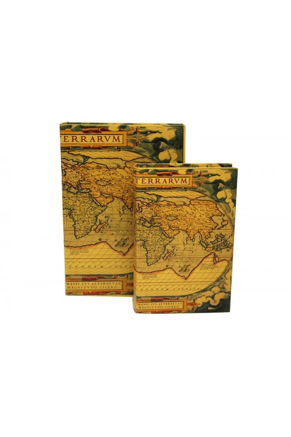 Kutu Kitap Harita 2'li Set Dekoratif Hediyelik