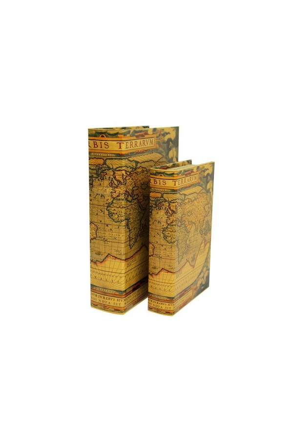 Kutu Kitap Harita 2'li Set Dekoratif Hediyelik