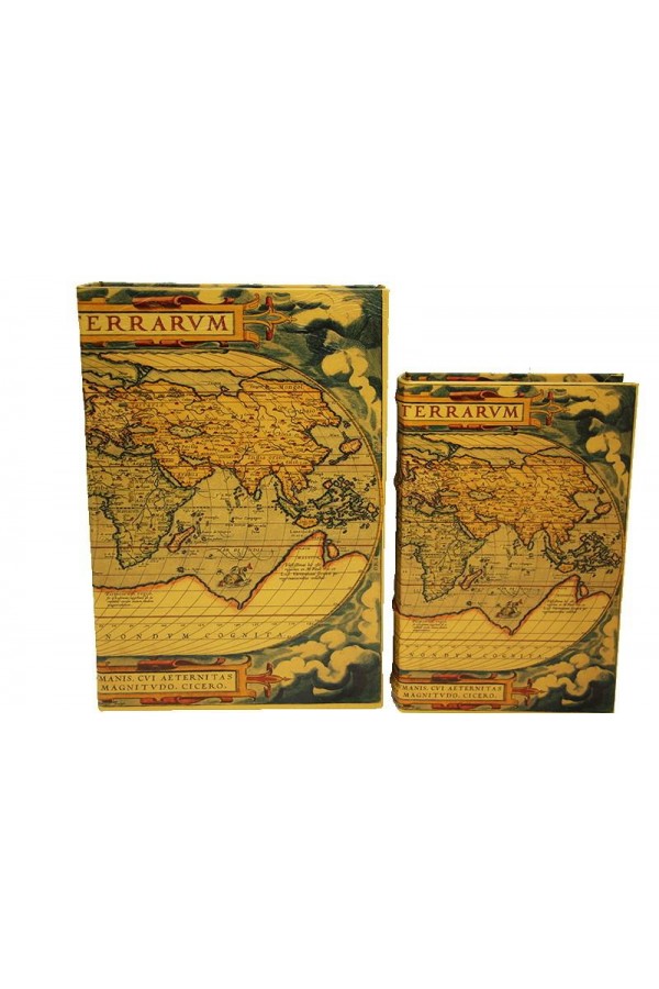 Kutu Kitap Harita 2'li Set Dekoratif Hediyelik