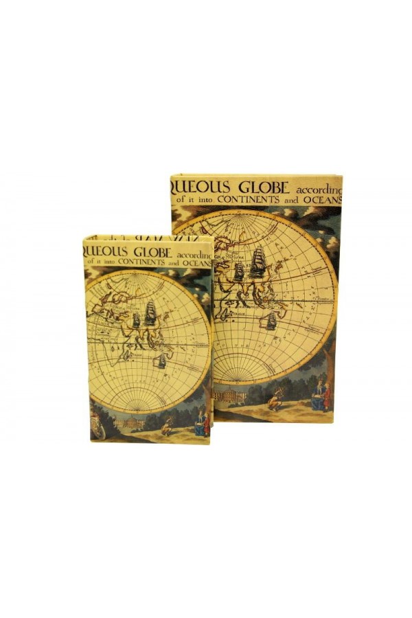 Kutu Kitap Harita 2'li Set Dekoratif Hediyelik