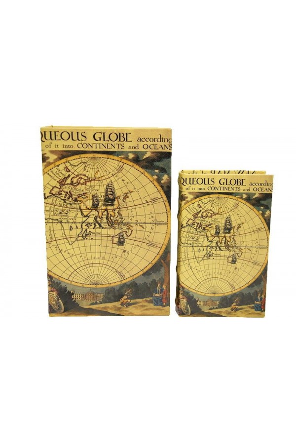 Kutu Kitap Harita 2'li Set Dekoratif Hediyelik