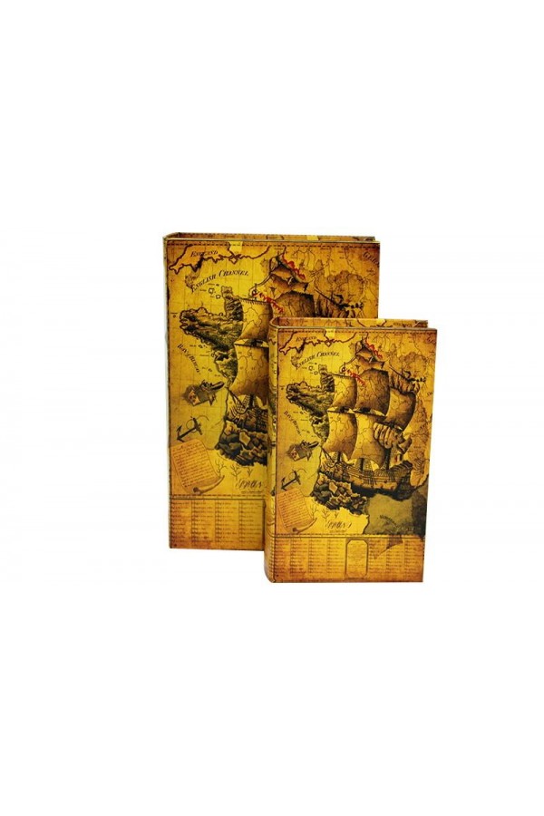 Kutu Kitap Harita 2'li Set Dekoratif Hediyelik