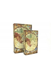 Kutu Kitap Harita 2'li Set Kitap Kutusu Dekoratif Hediyelik Kutu Kitap Harita 2'li Set Kitap Kutusu Dekoratif Hediyelik