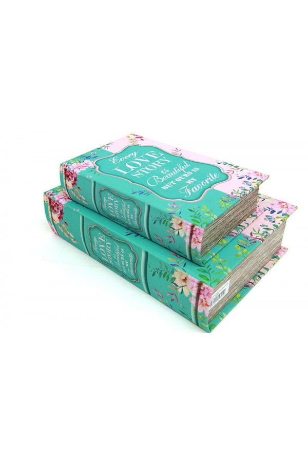 Kutu Kitap Love Story 2'li Set Kitap Kutusu Dekoratif Hediyelik