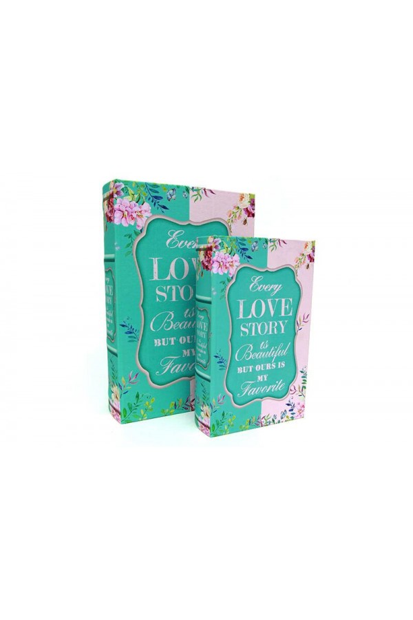 Kutu Kitap Love Story 2'li Set Kitap Kutusu Dekoratif Hediyelik