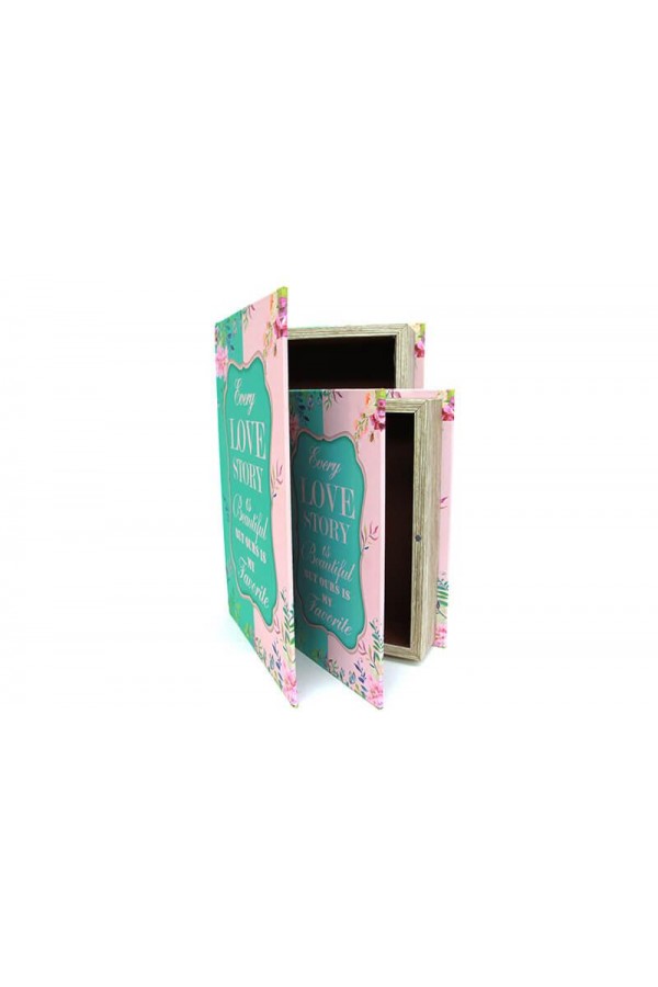 Kutu Kitap Love Story 2'li Set Kitap Kutusu Dekoratif Hediyelik